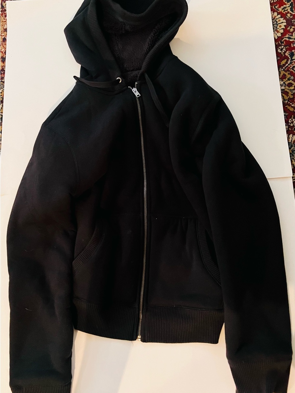 GAP Black Women's Full-Zip Hooded Bomber Jacket